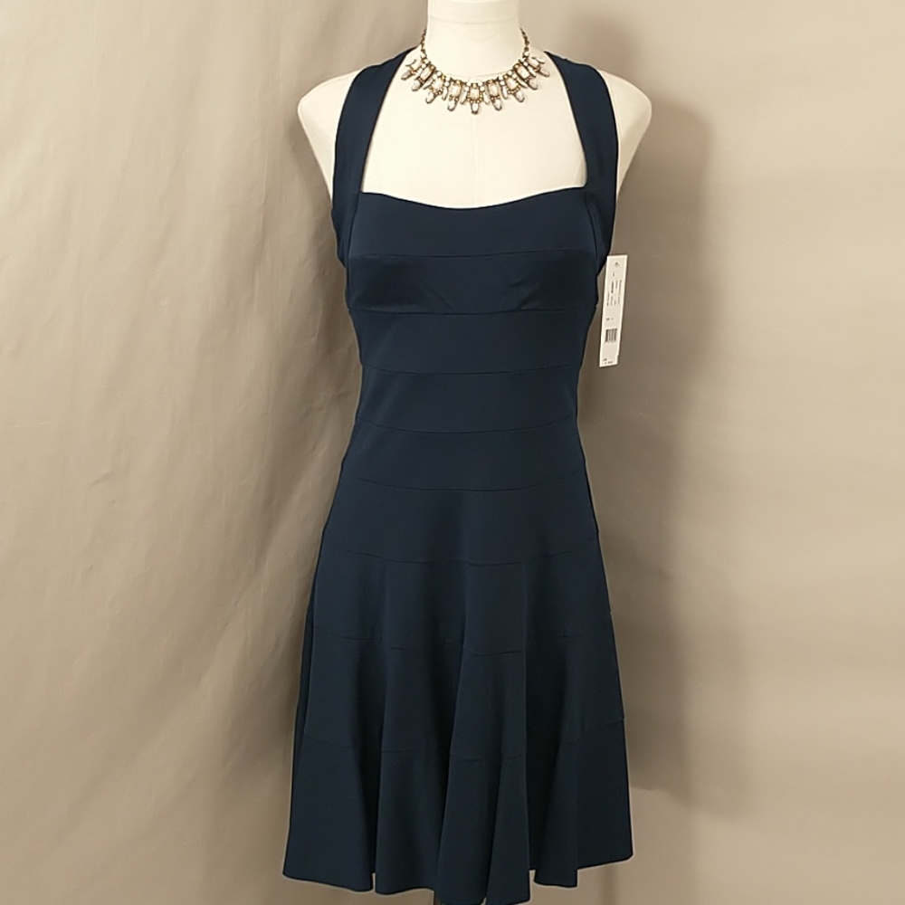 Navy Cocktail Dress Nicole Miller NWT Sexy Classy